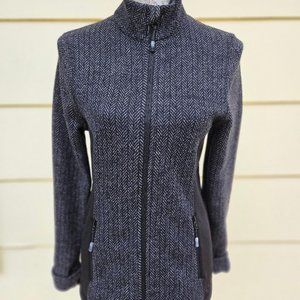 Eddie Bauer - Herringbone Pattern Gray Zip up Outer Wear Jacket size S